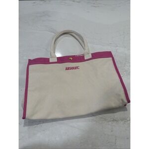 Rare Absolut Vodka Pink & Cream Canvas Tote Bag Advertising Beach Purse Unused